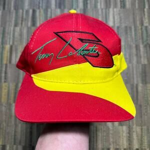 Vintage Terry Labonte NASCAR Racing Hat Red Yellow Embroidered SnapBack Cap